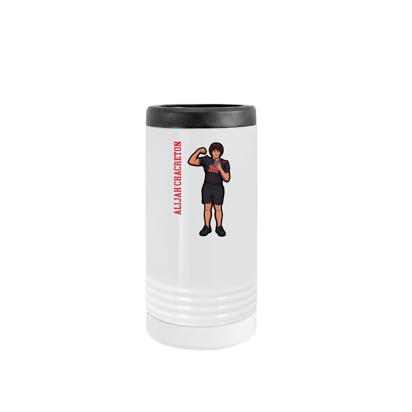 Slim Beverage Holder — Name Vertical in White