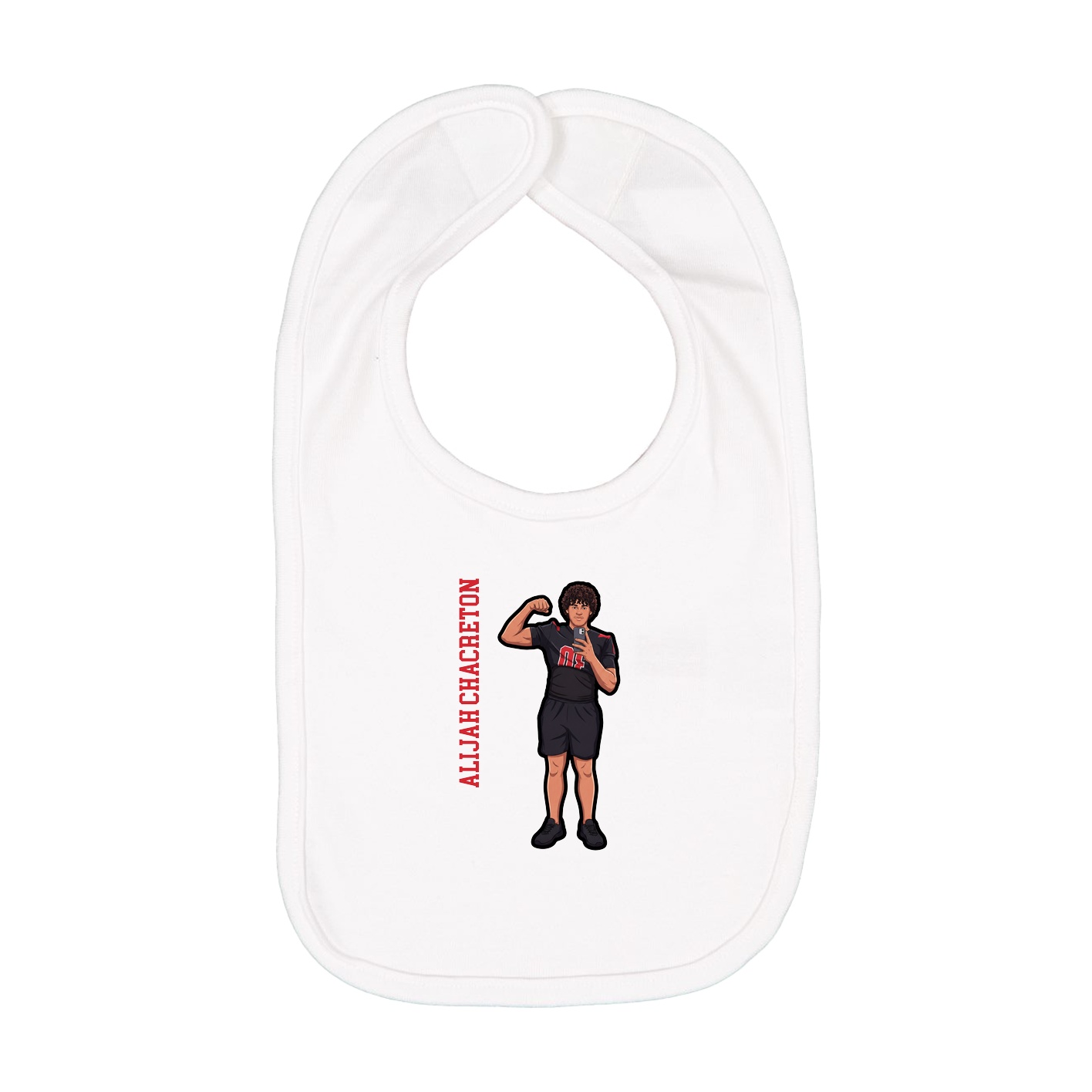 Infant Bib — Name Vertical in White