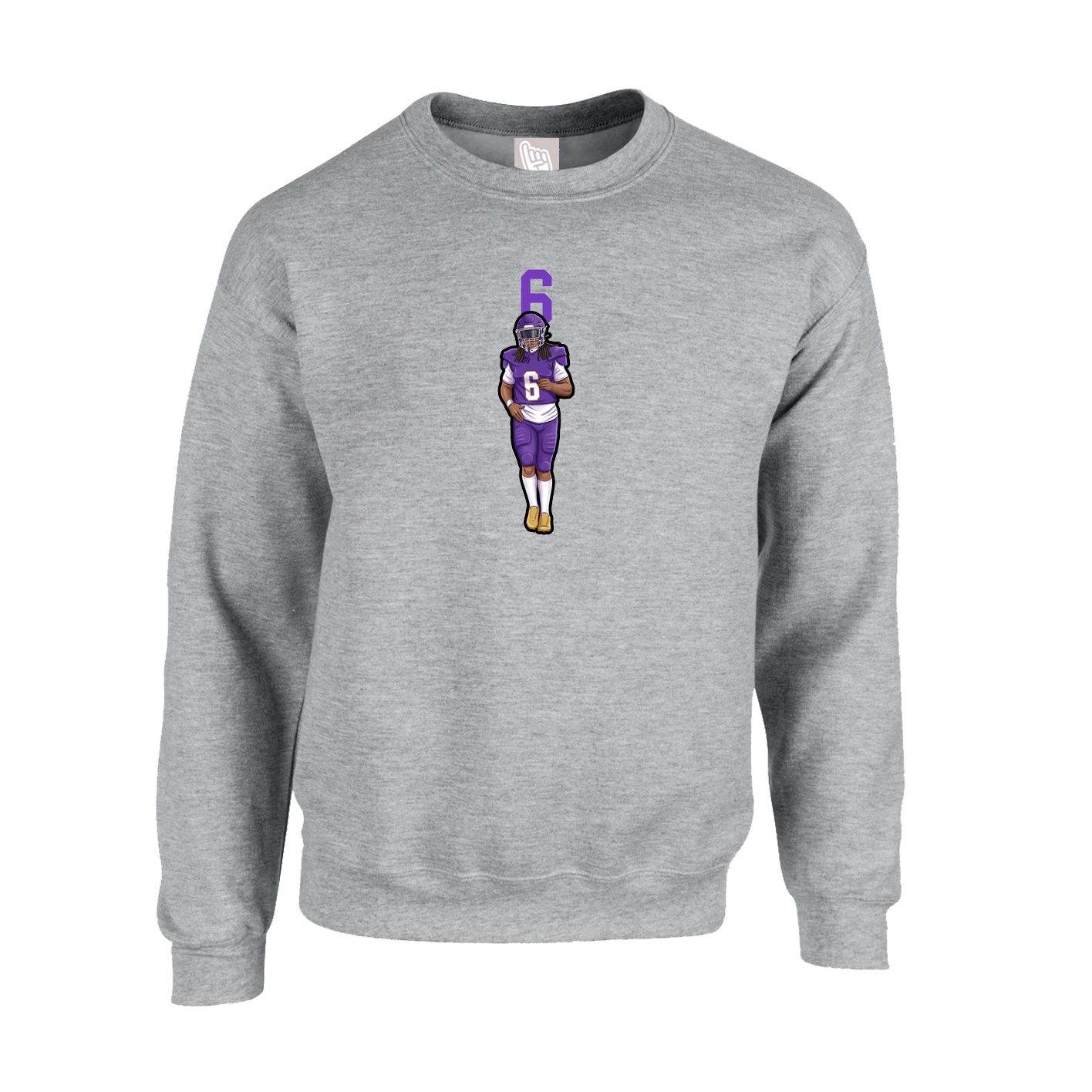 Fleece Crew — Number Top in Grey