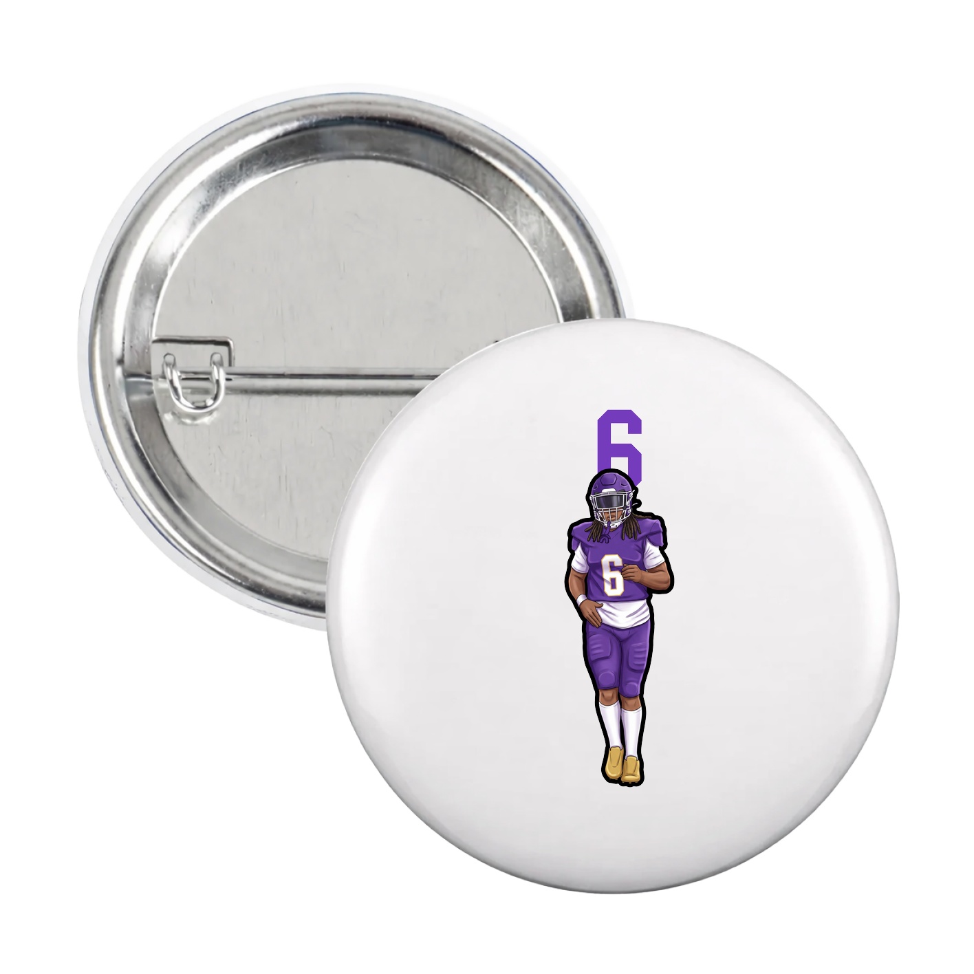 Game Day Button — Number Top in White