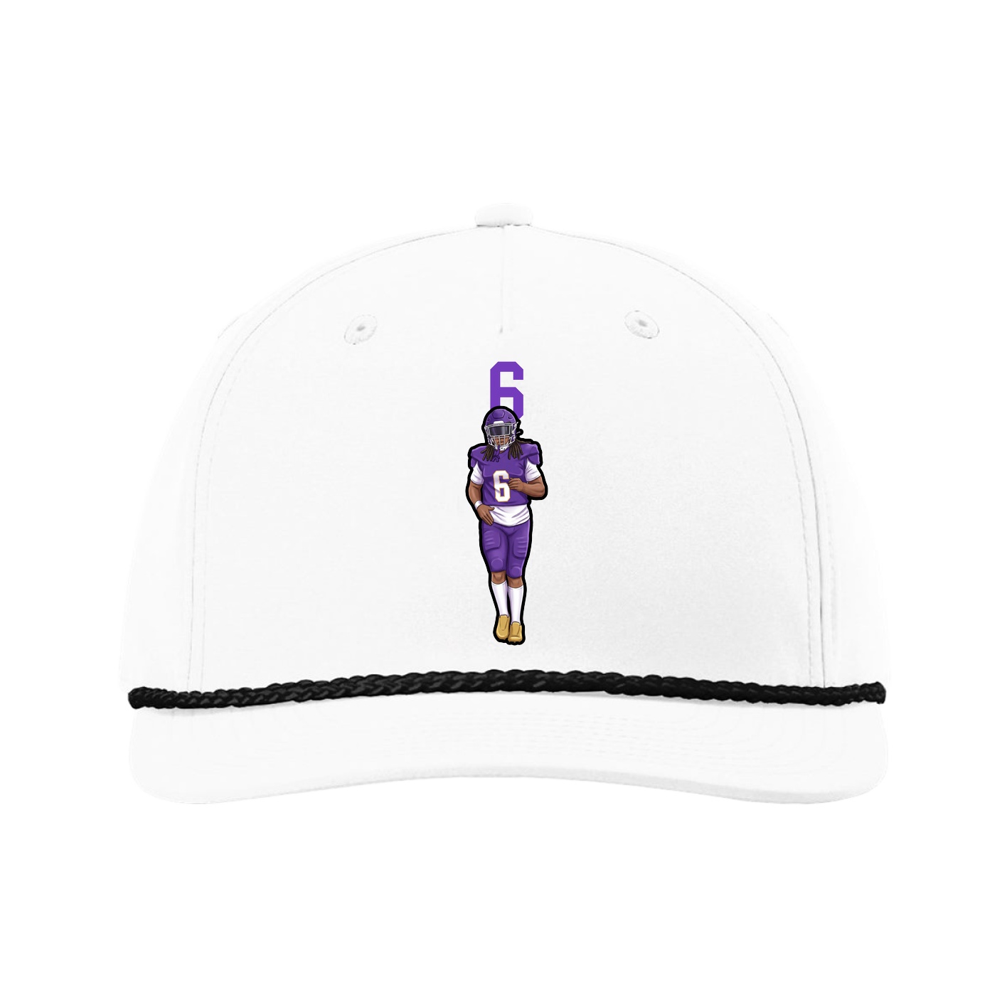 Five-Panel Classic Rope Cap — Number Top in White
