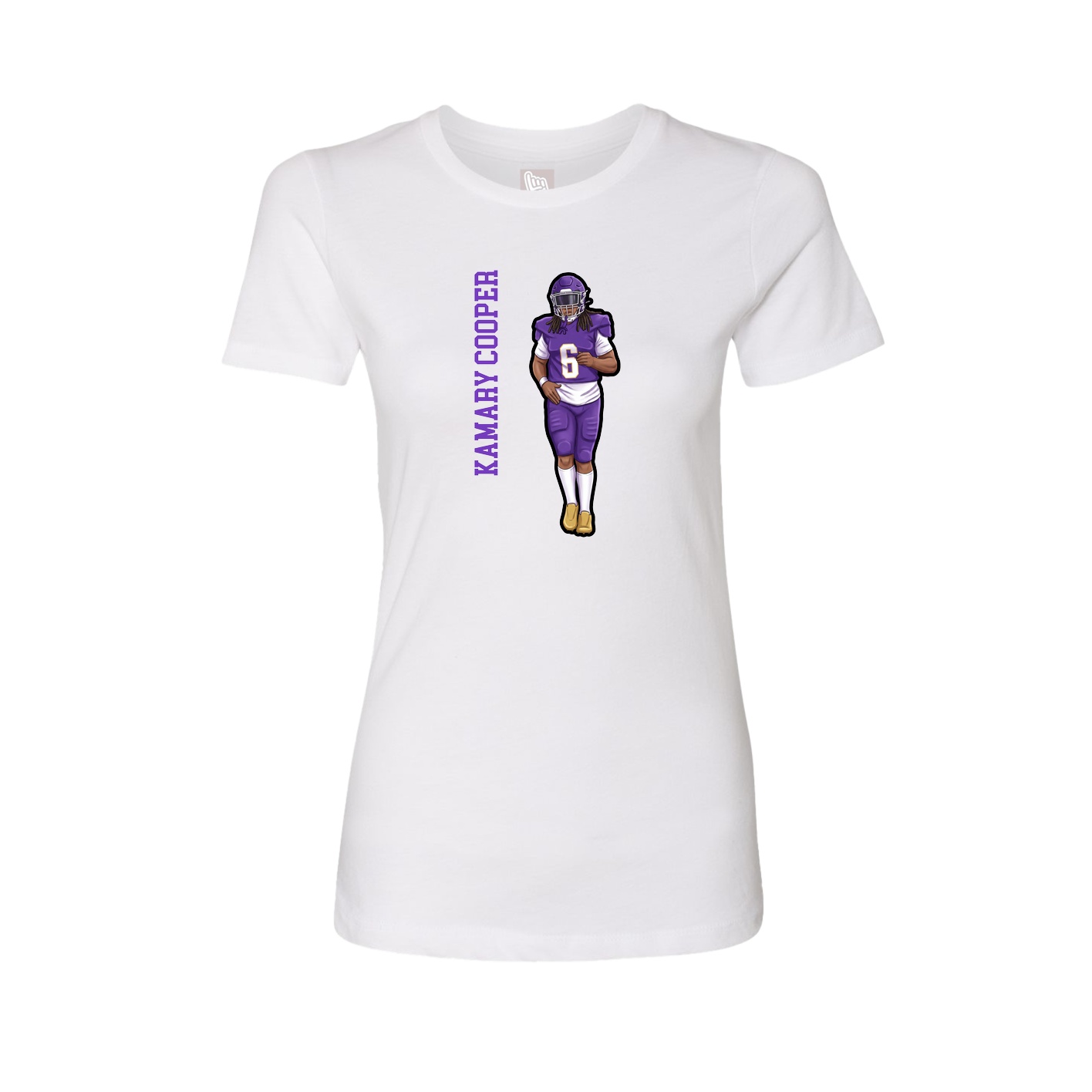 Fitted Women's Tee — Name Vertical in White