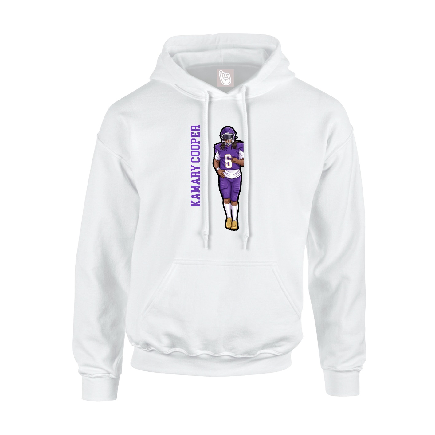 Youth Hoodie — Name Vertical in White