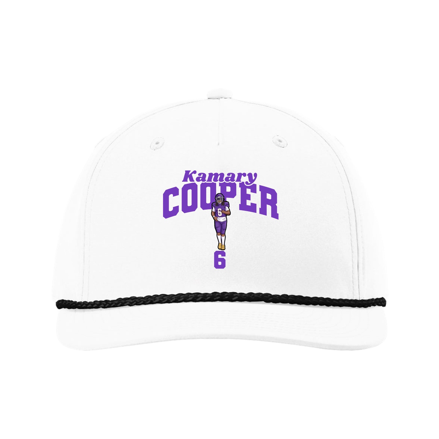 Five-Panel Classic Rope Cap — Signature Arch in White