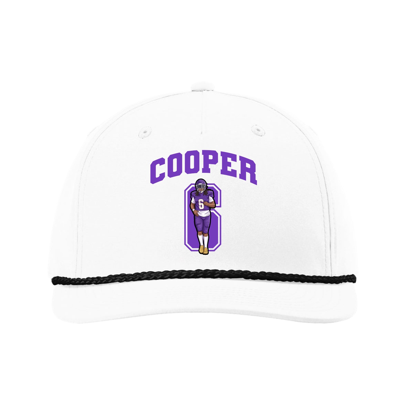 Five-Panel Classic Rope Cap — Number in White