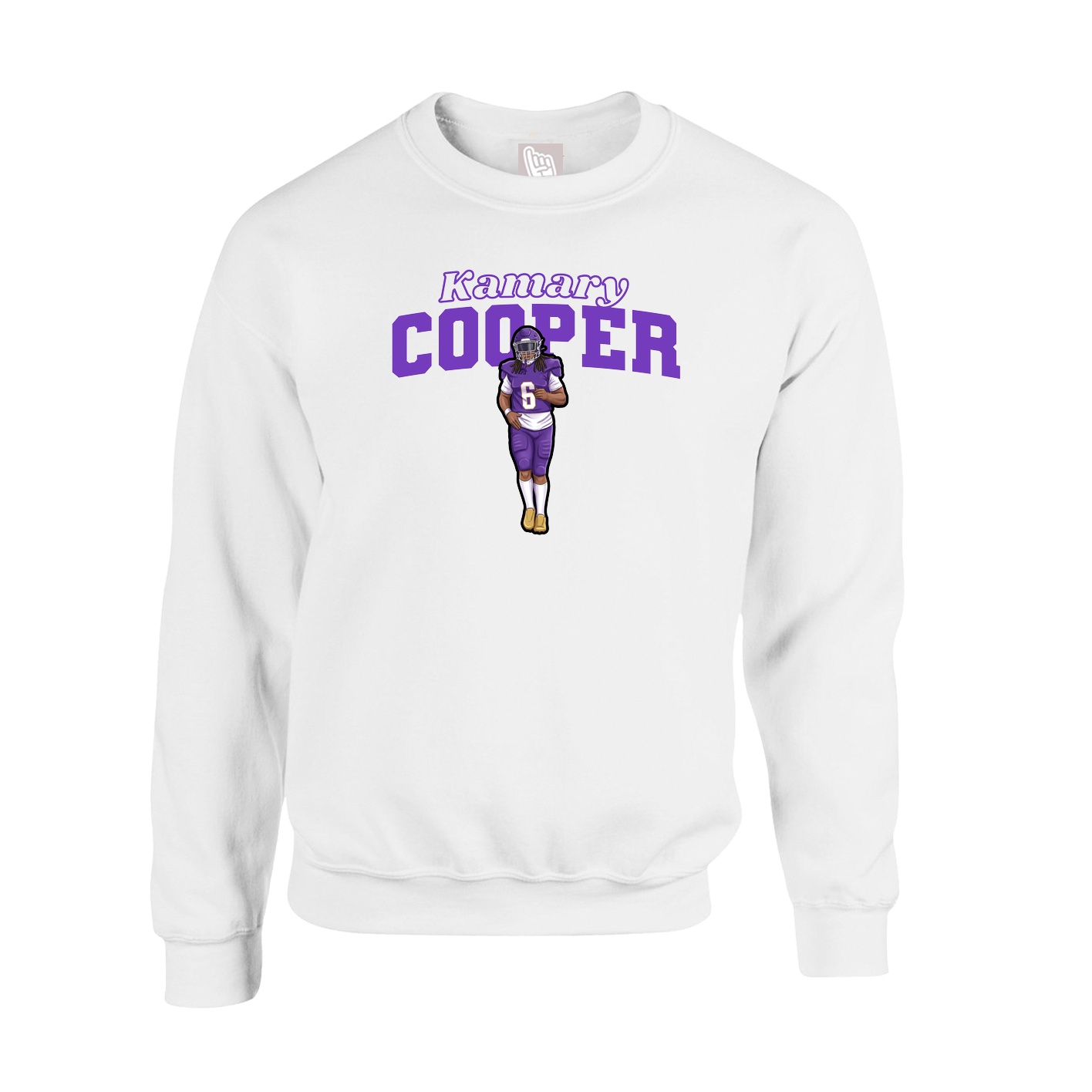 Fleece Crew — Name Arch in White