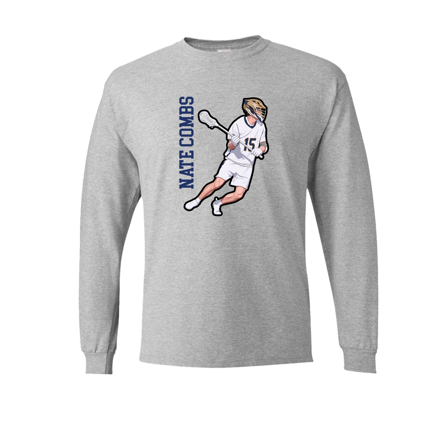 Long Sleeve Tee — Name Vertical in Grey