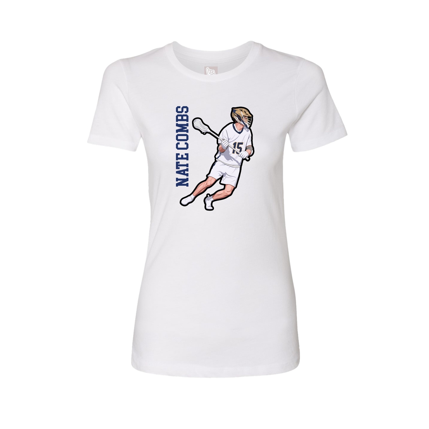 Fitted Women's Tee — Name Vertical in White