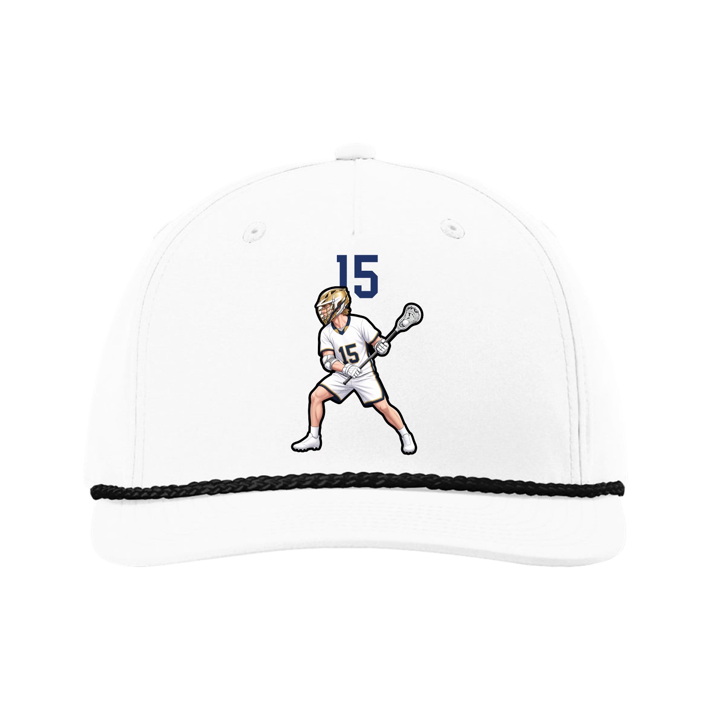 Five-Panel Classic Rope Cap — Number Top in White