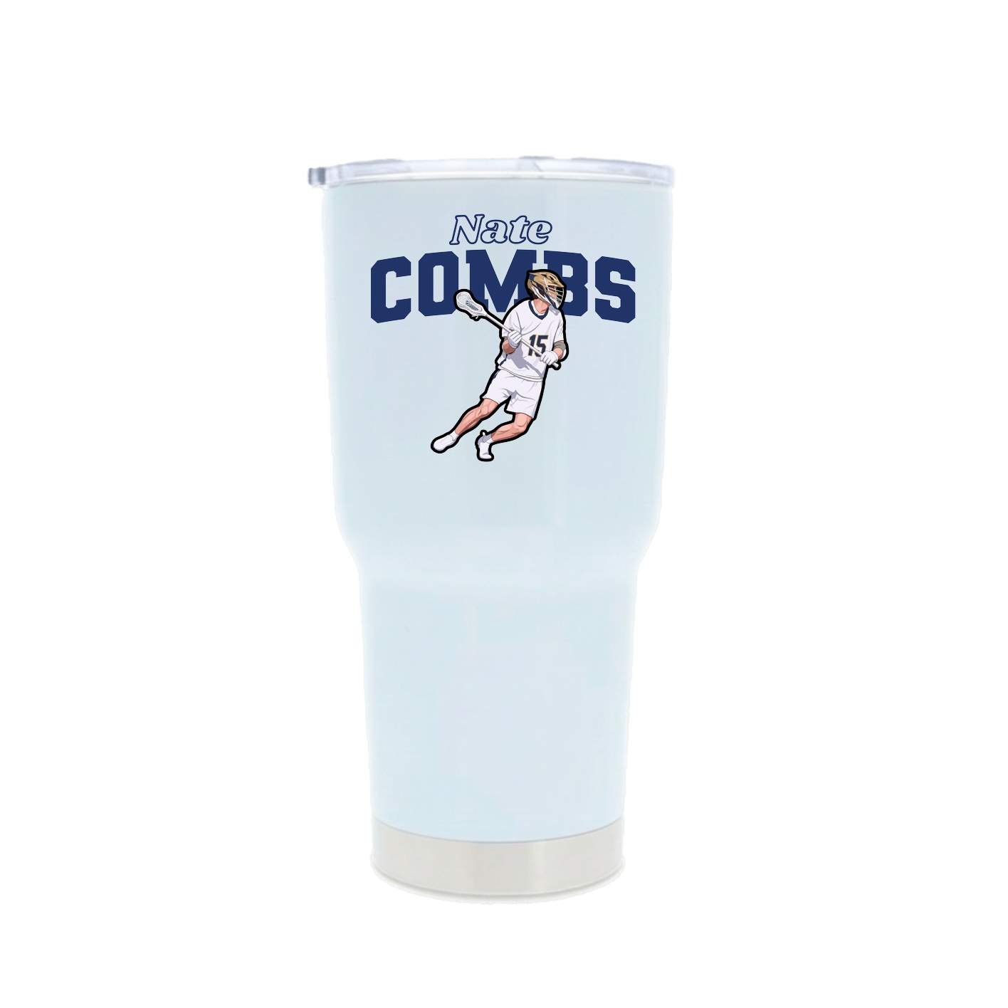 30oz Stainless Steel Tumbler — Name Arch in White