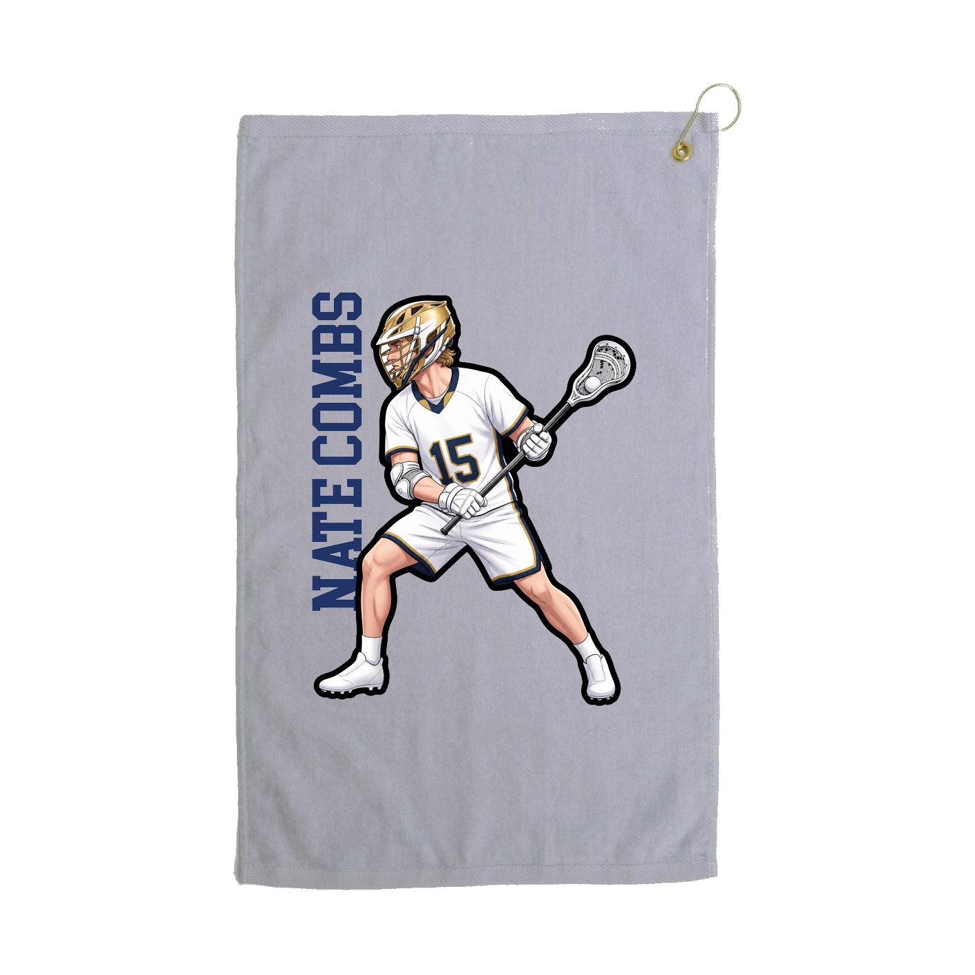 Golf Towel — Name Vertical in Grey