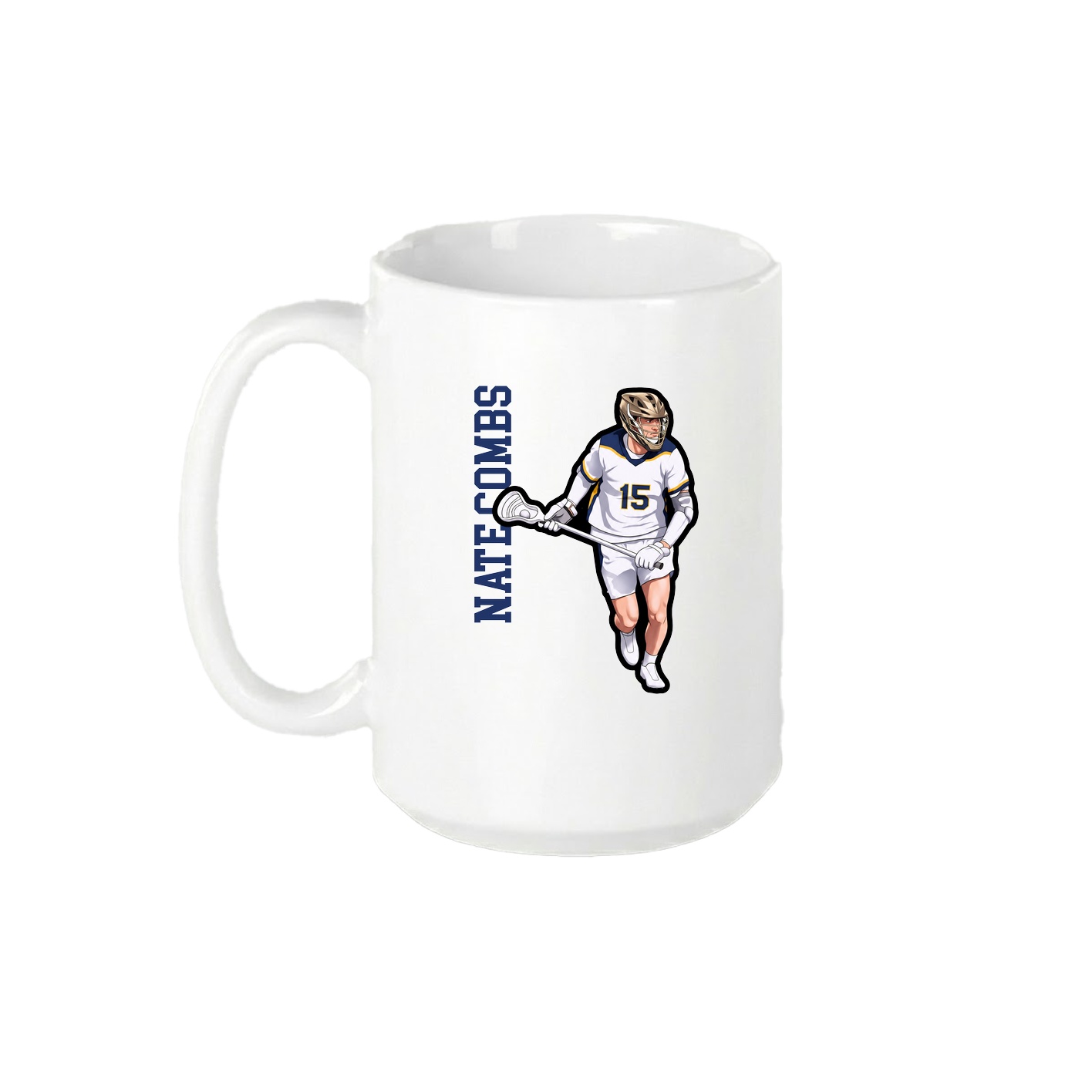 15oz Coffee Mug — Name Vertical in White