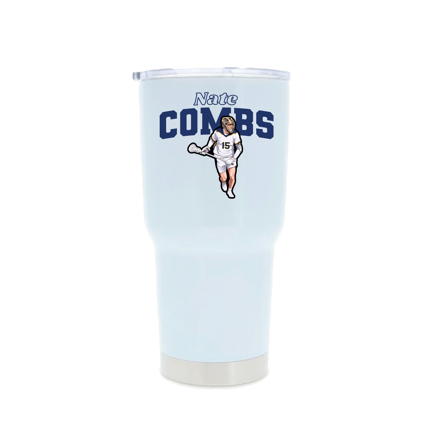 30oz Stainless Steel Tumbler — Name Arch in White
