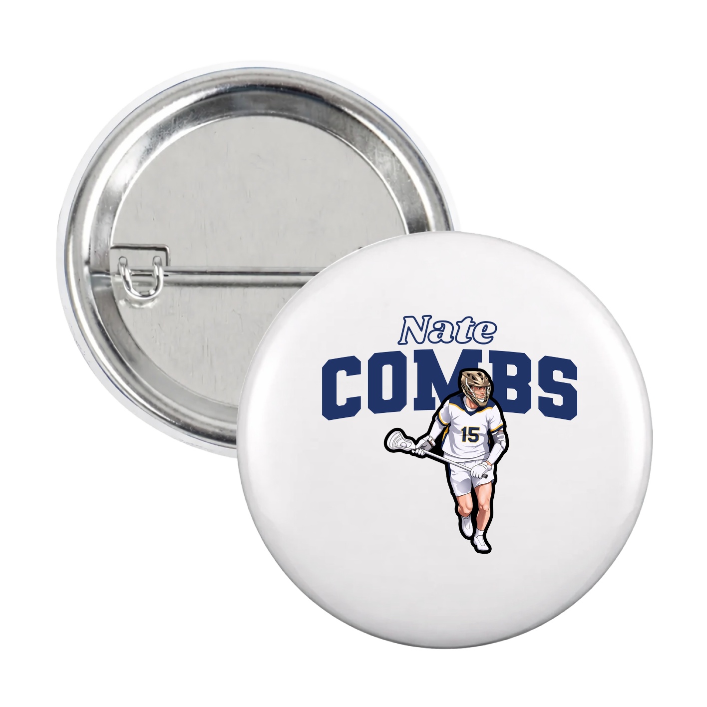 Game Day Button — Name Arch in White