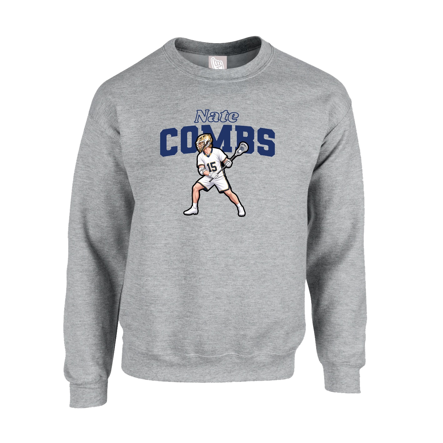 Fleece Crew — Name Arch in Grey