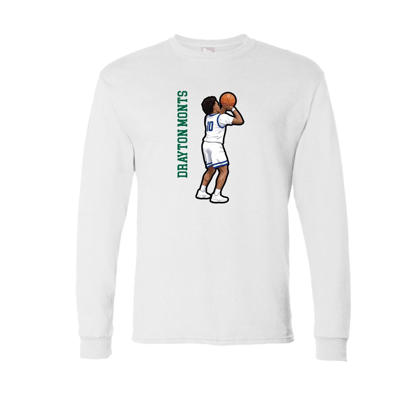 Long Sleeve Tee — Name Vertical in White