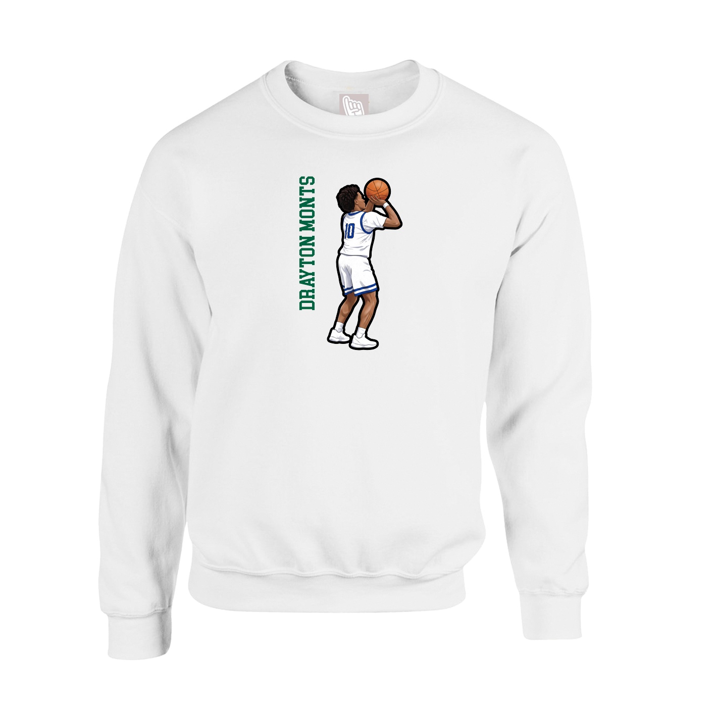 Fleece Crew — Name Vertical in White