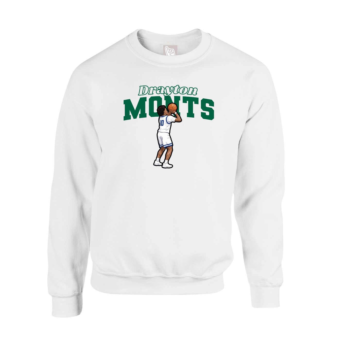 Fleece Crew — Name Arch in White