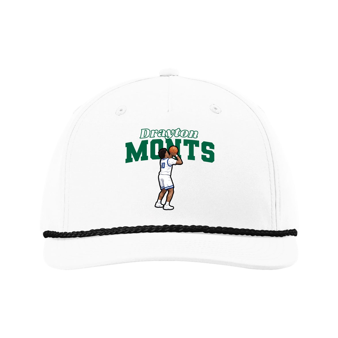 Five-Panel Classic Rope Cap — Name Arch in White