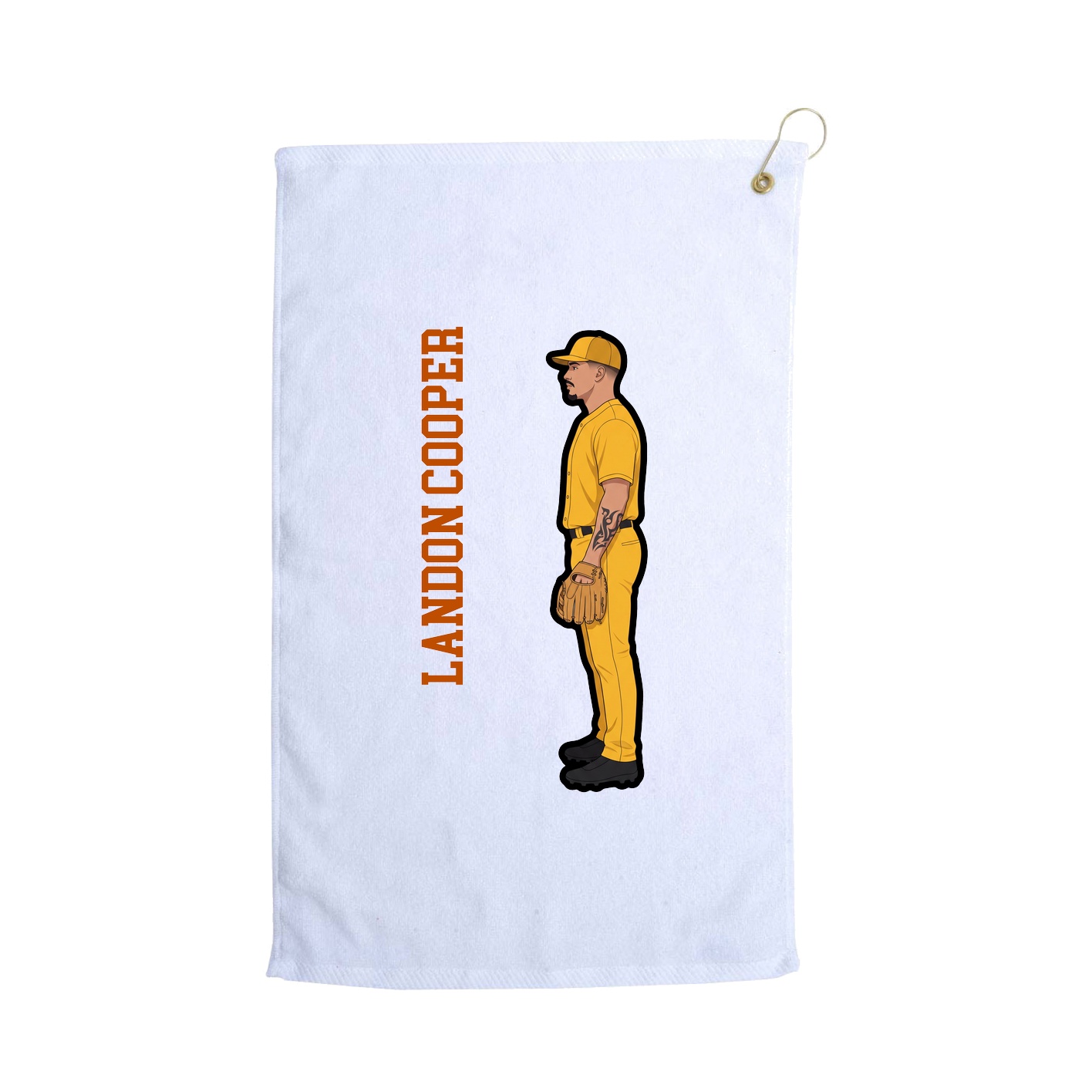 Golf Towel — Name Vertical in White