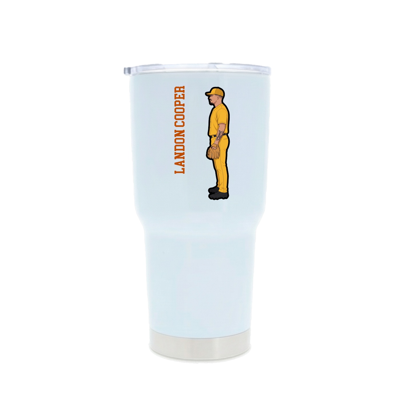 30oz Stainless Steel Tumbler — Name Vertical in White