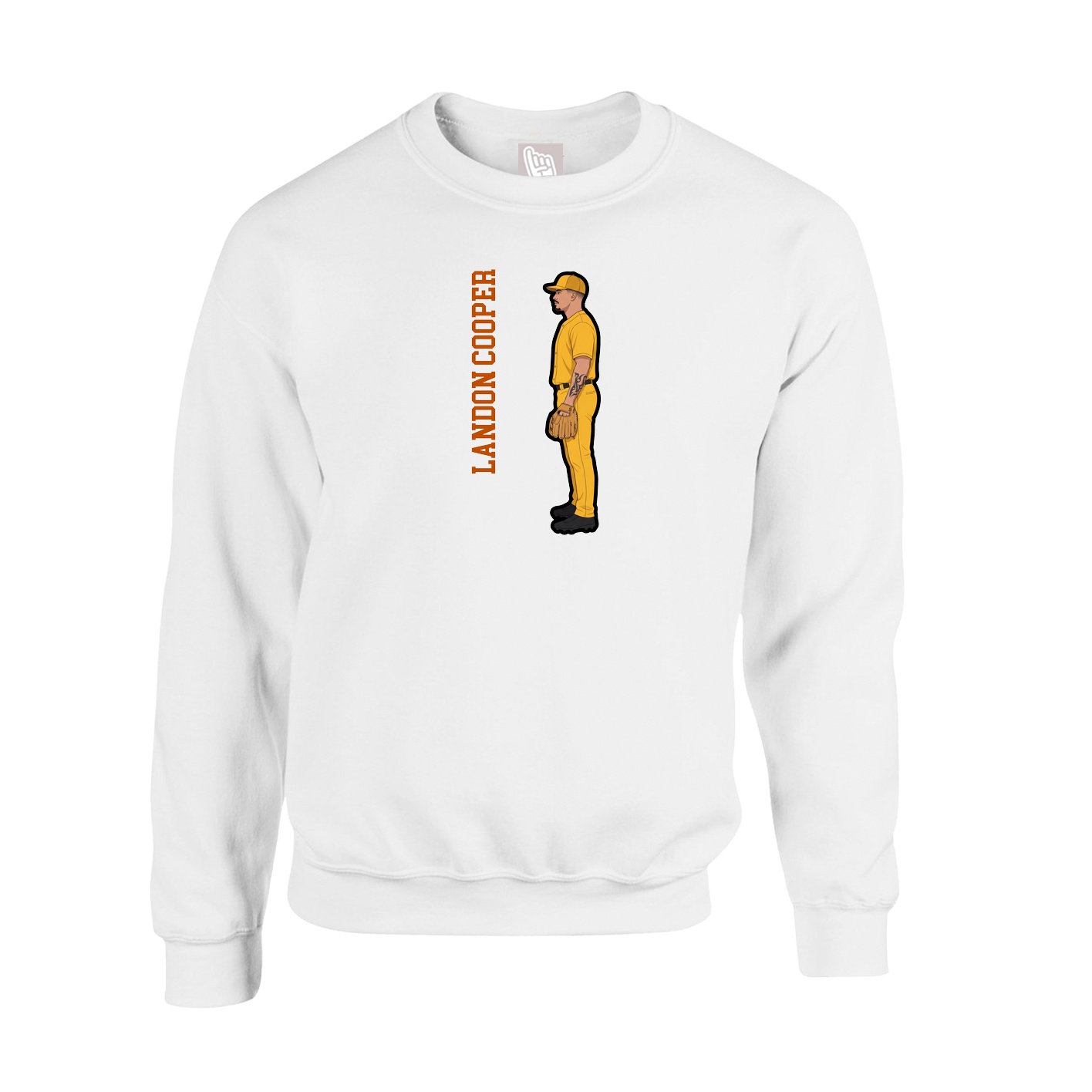Fleece Crew — Name Vertical in White