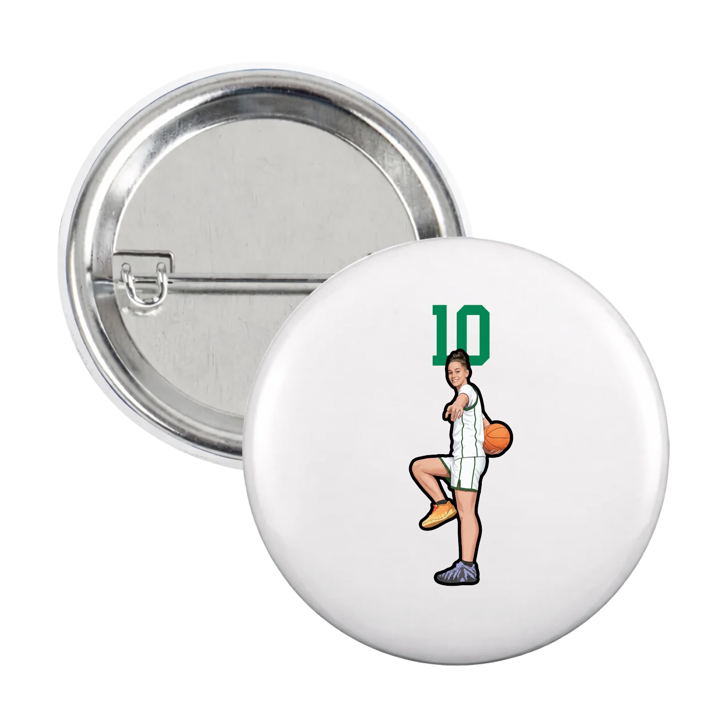 Game Day Button — Number Top in White