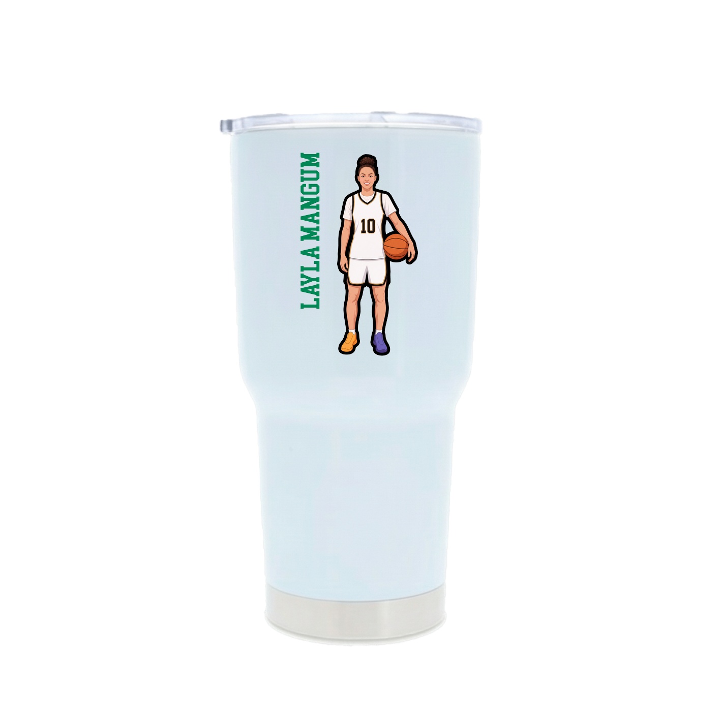 30oz Stainless Steel Tumbler — Name Vertical in White