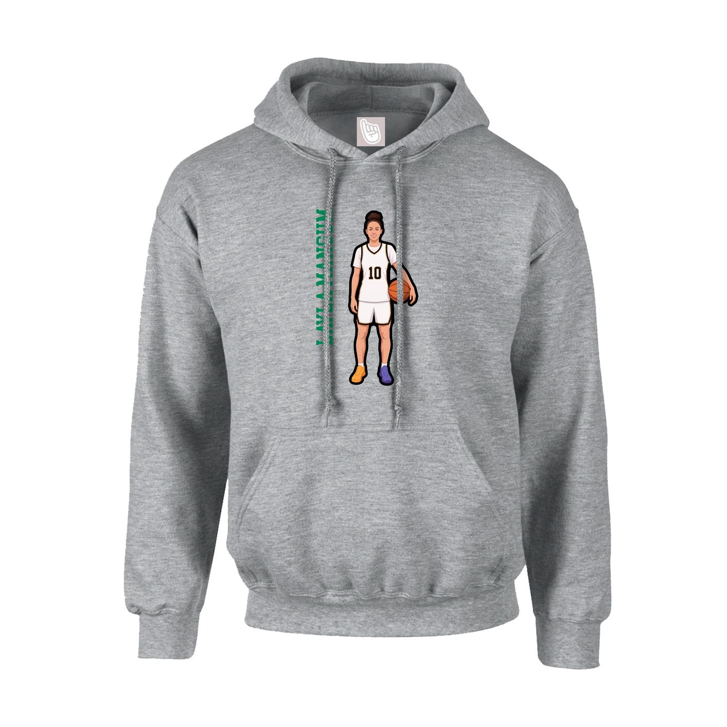 Youth Hoodie — Name Vertical in Grey