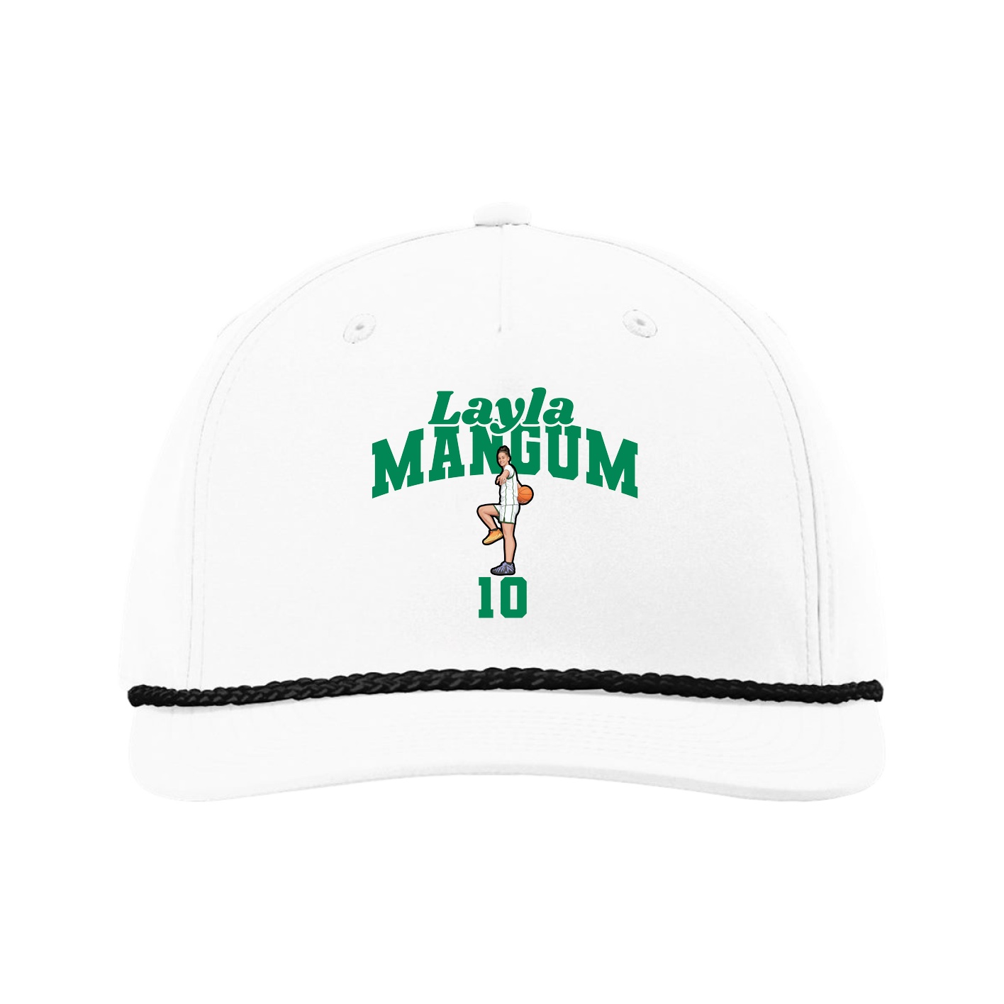 Five-Panel Classic Rope Cap — Signature Arch in White