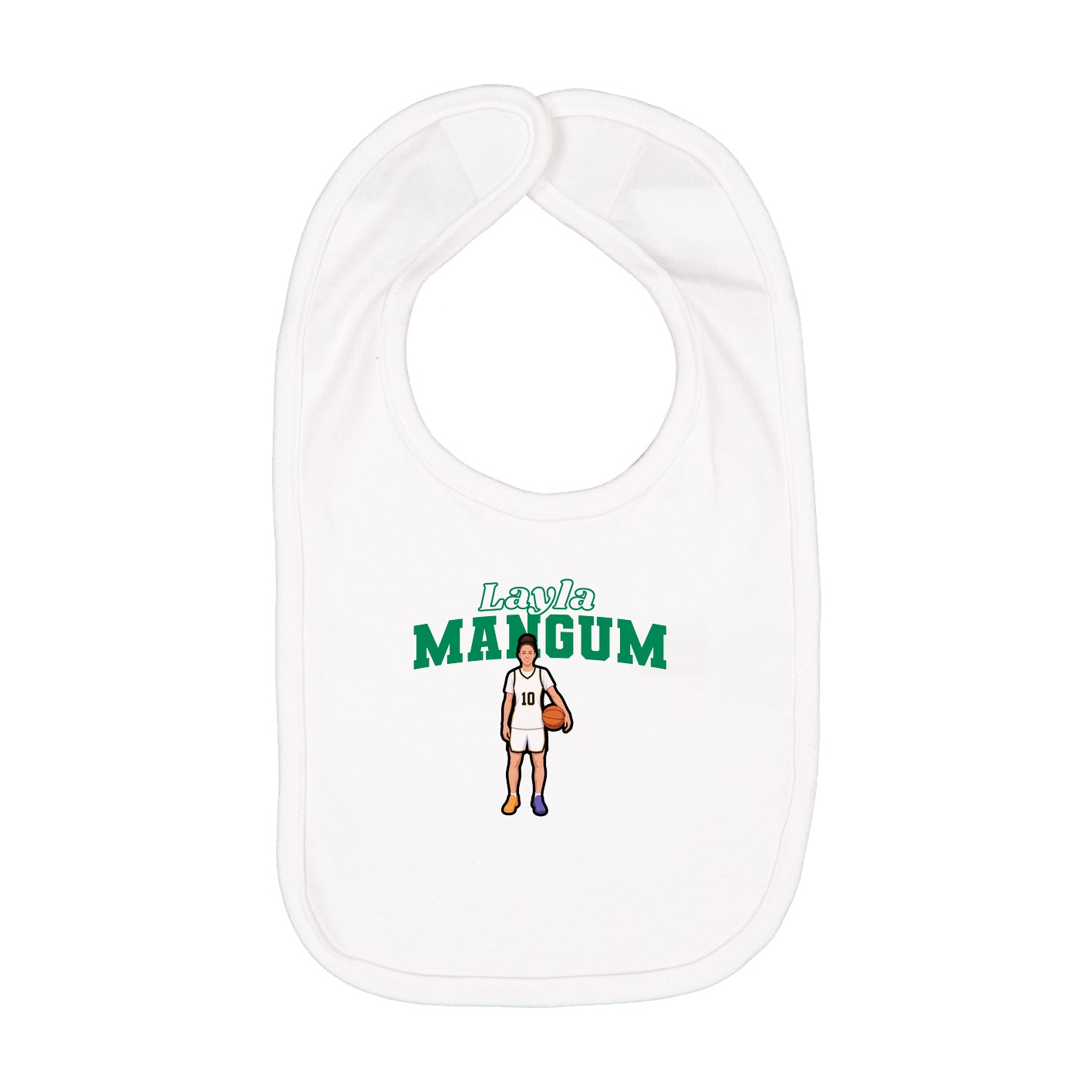 Infant Bib — Name Arch in White