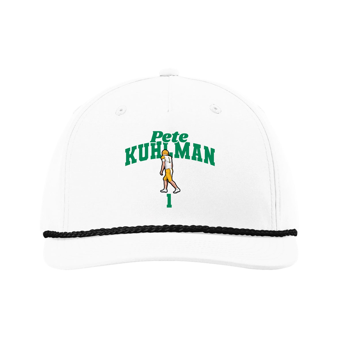 Five-Panel Classic Rope Cap — Signature Arch in White