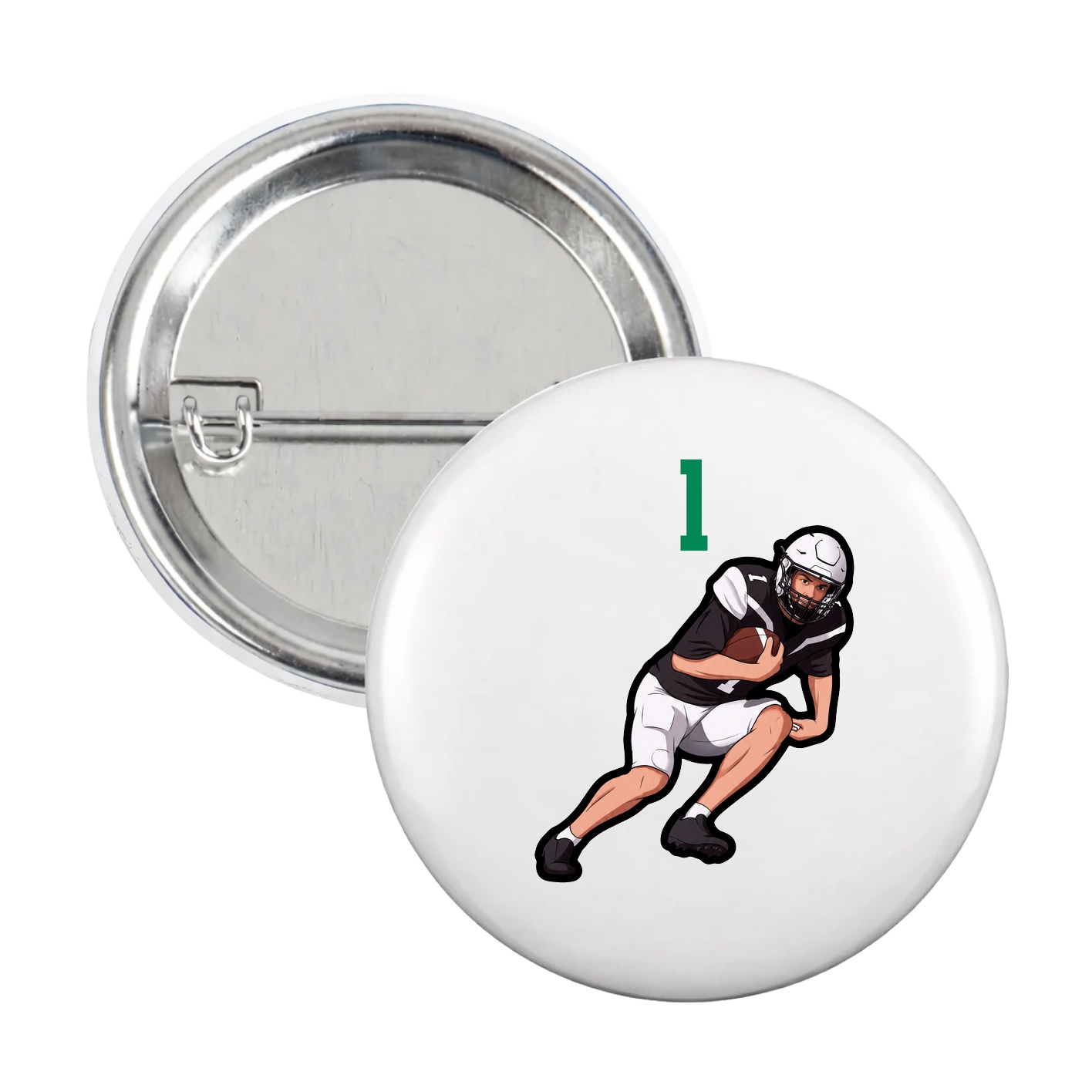 Game Day Button — Number Top in White