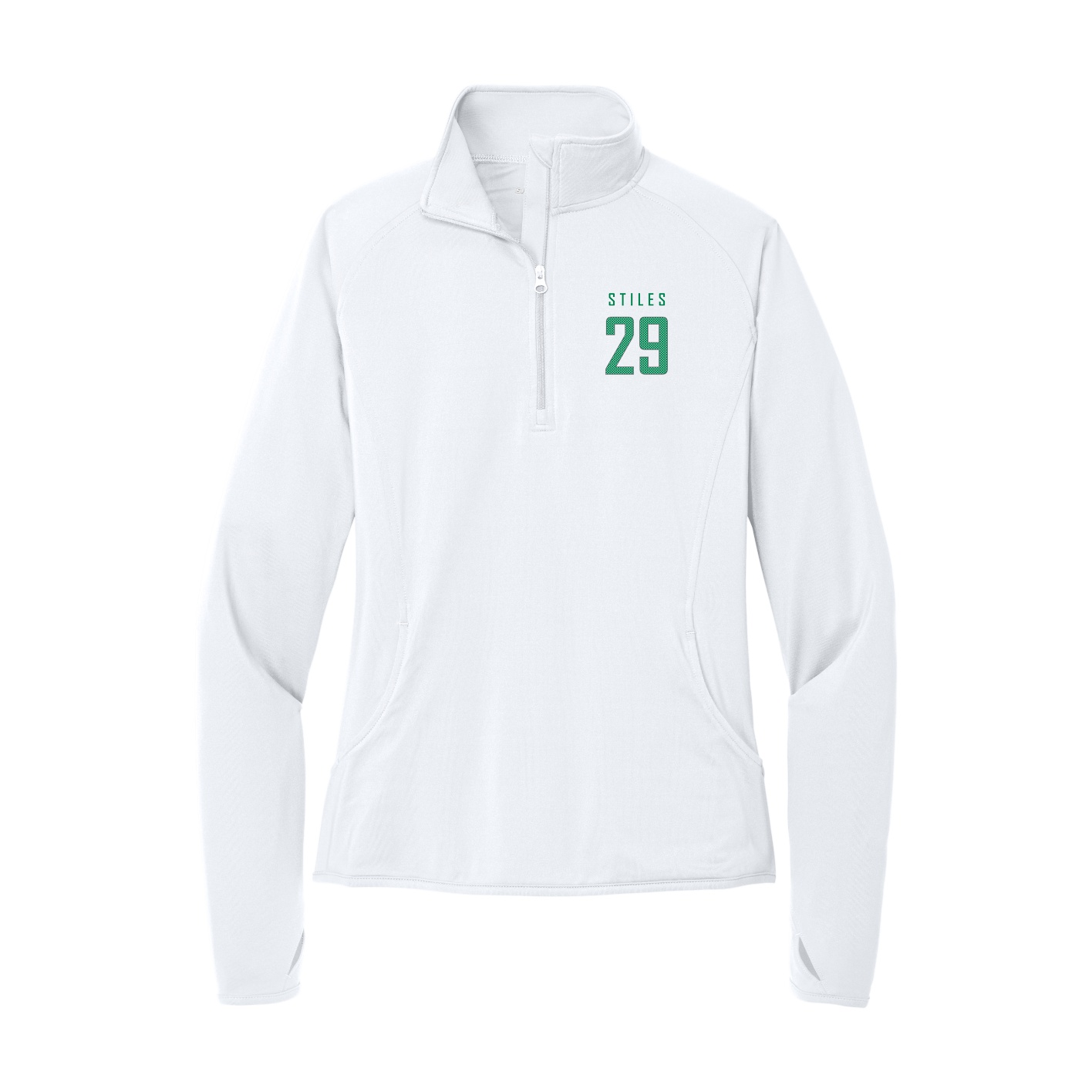 Women's Q-Zip Pullover — Mesh Shirsey in White