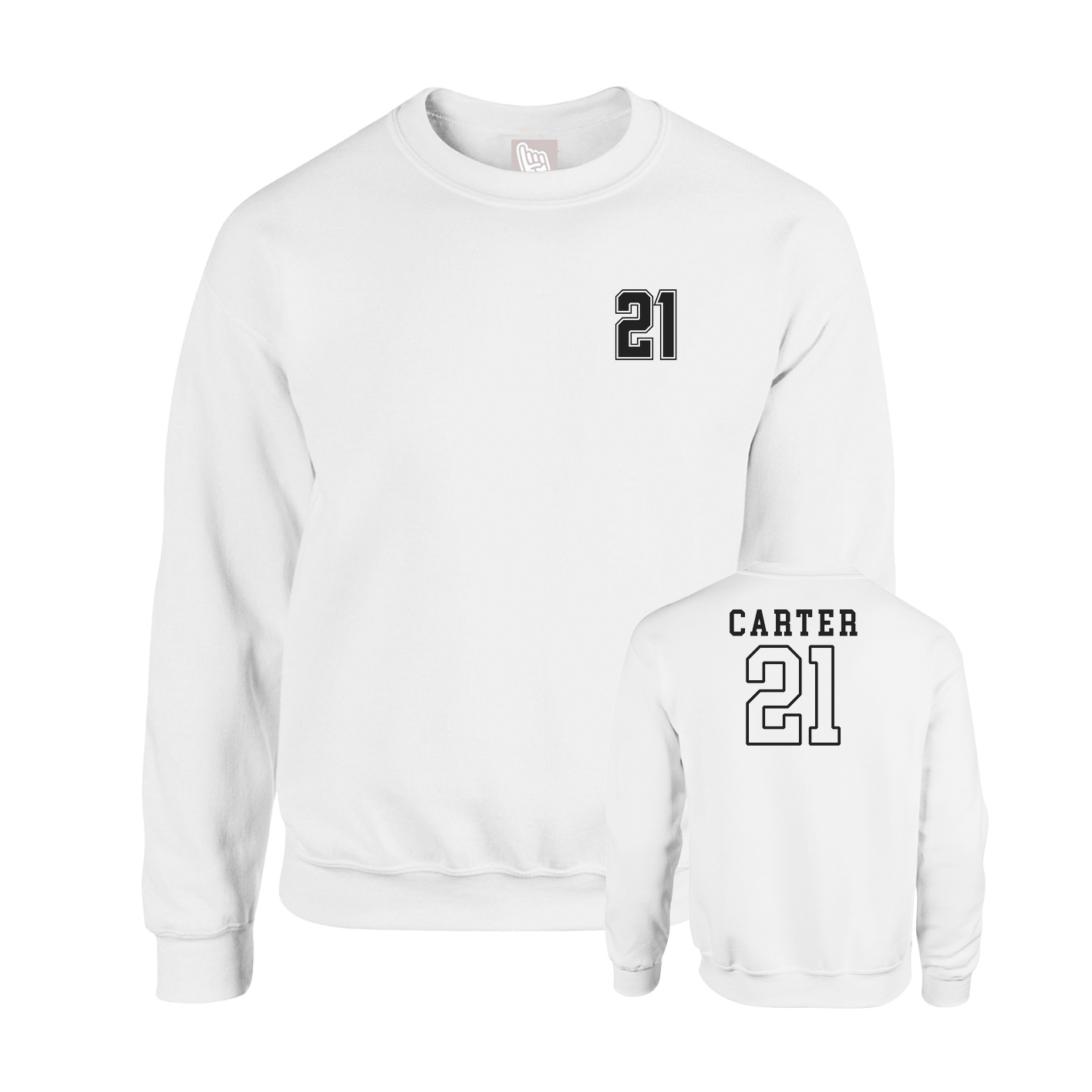 Fleece Crew — Chest Back in White