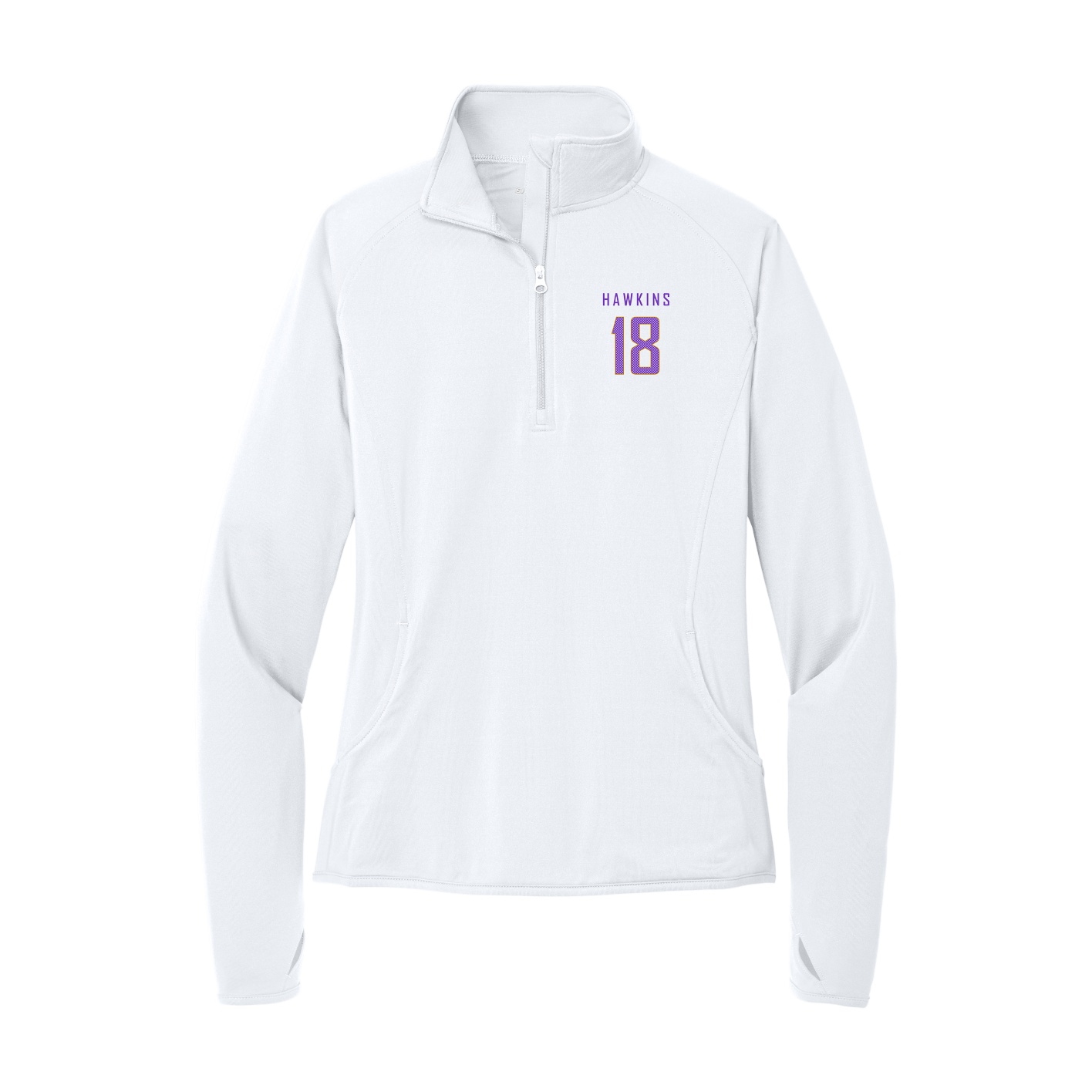 Women's Q-Zip Pullover — Mesh Shirsey in White