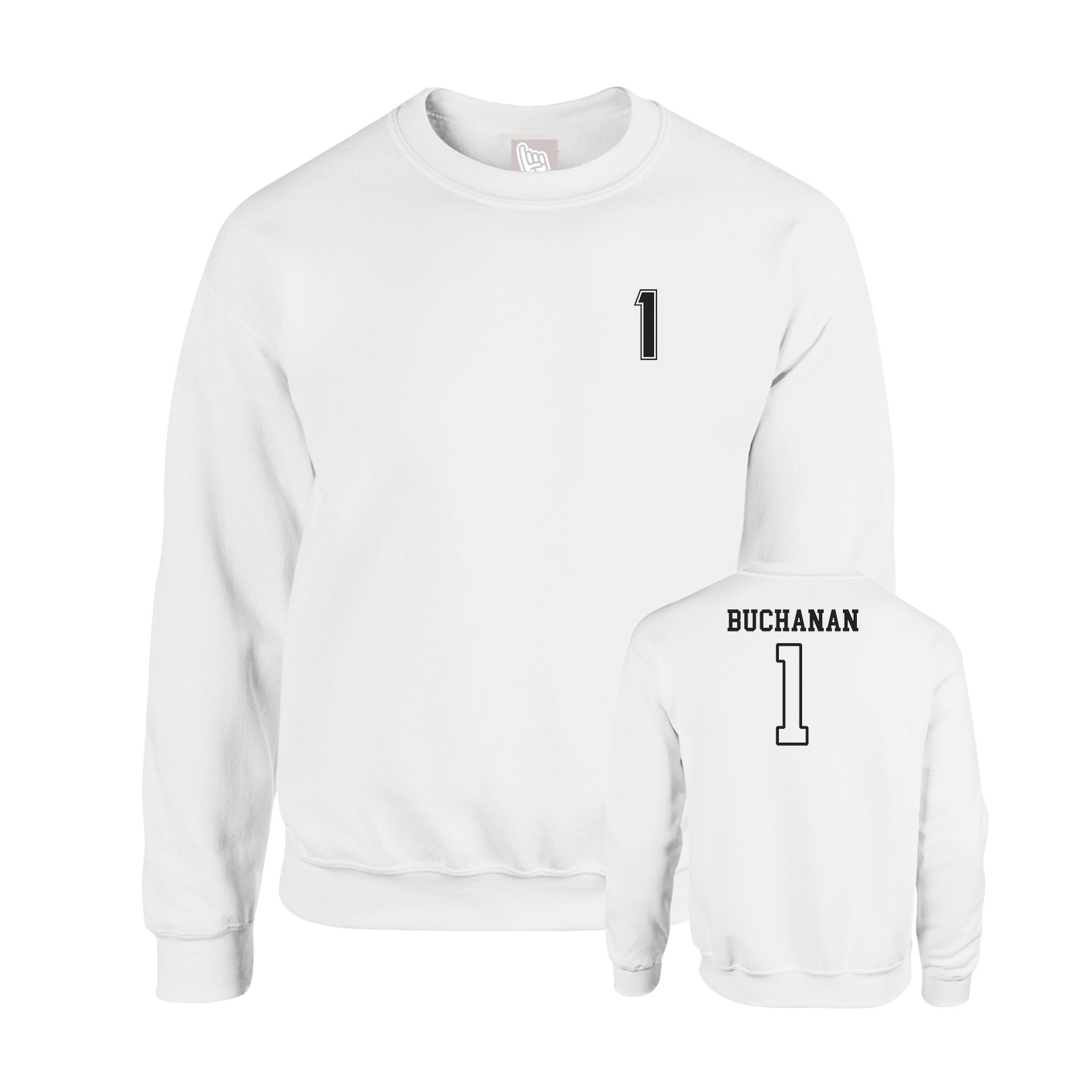Fleece Crew — Chest Back in White
