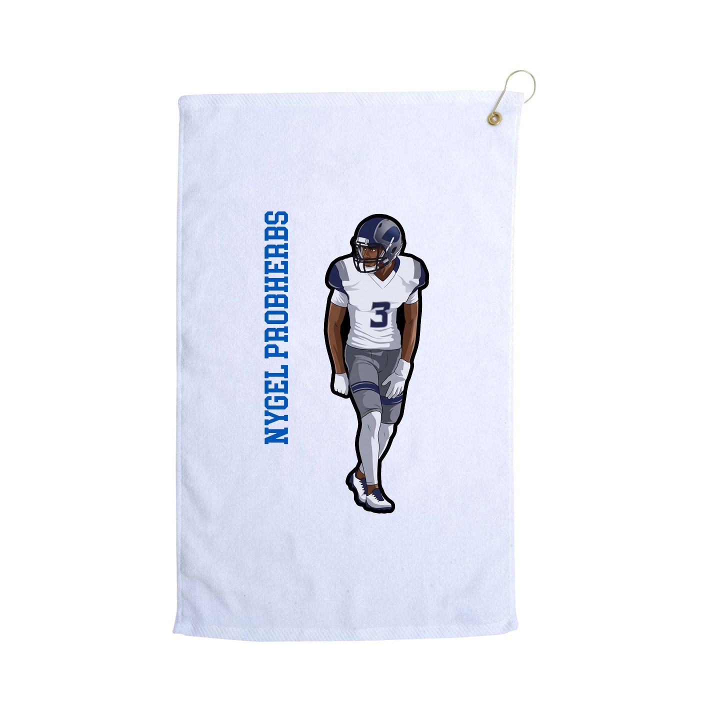 Golf Towel — Name Vertical in White