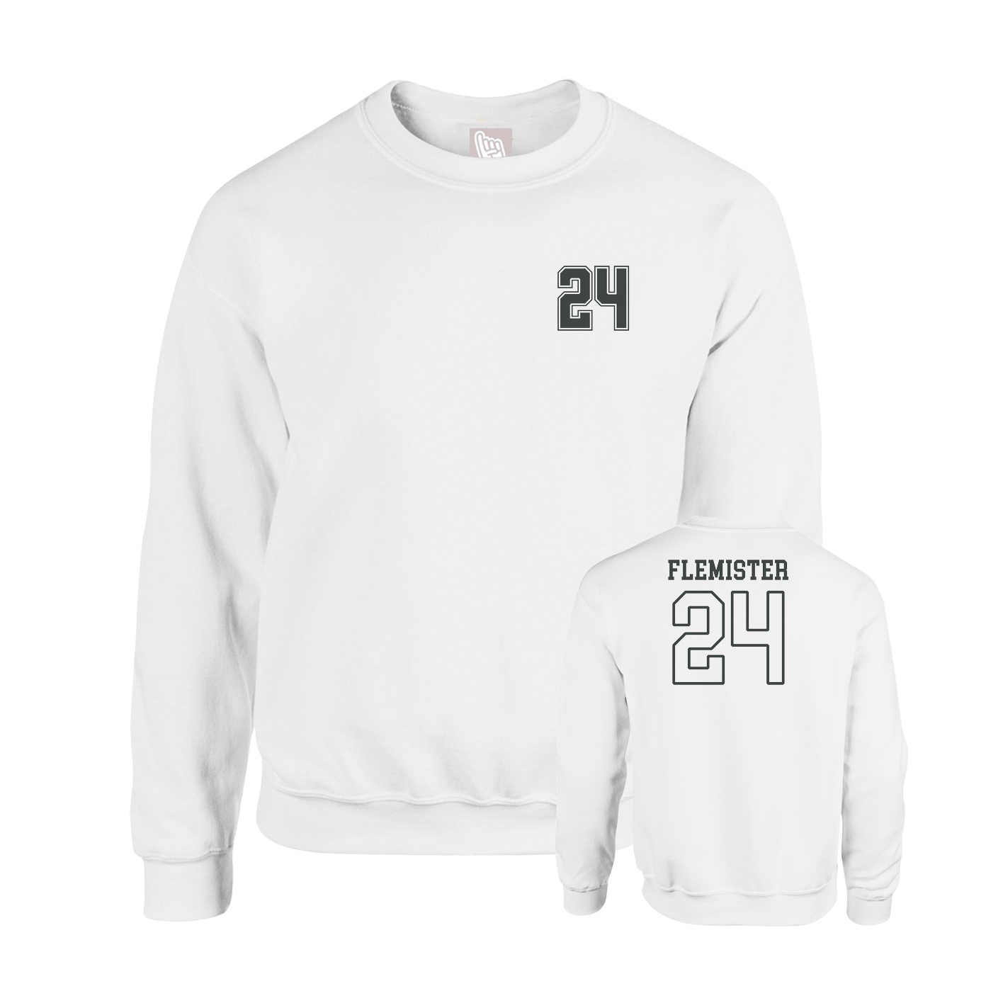Fleece Crew — Chest Back in White