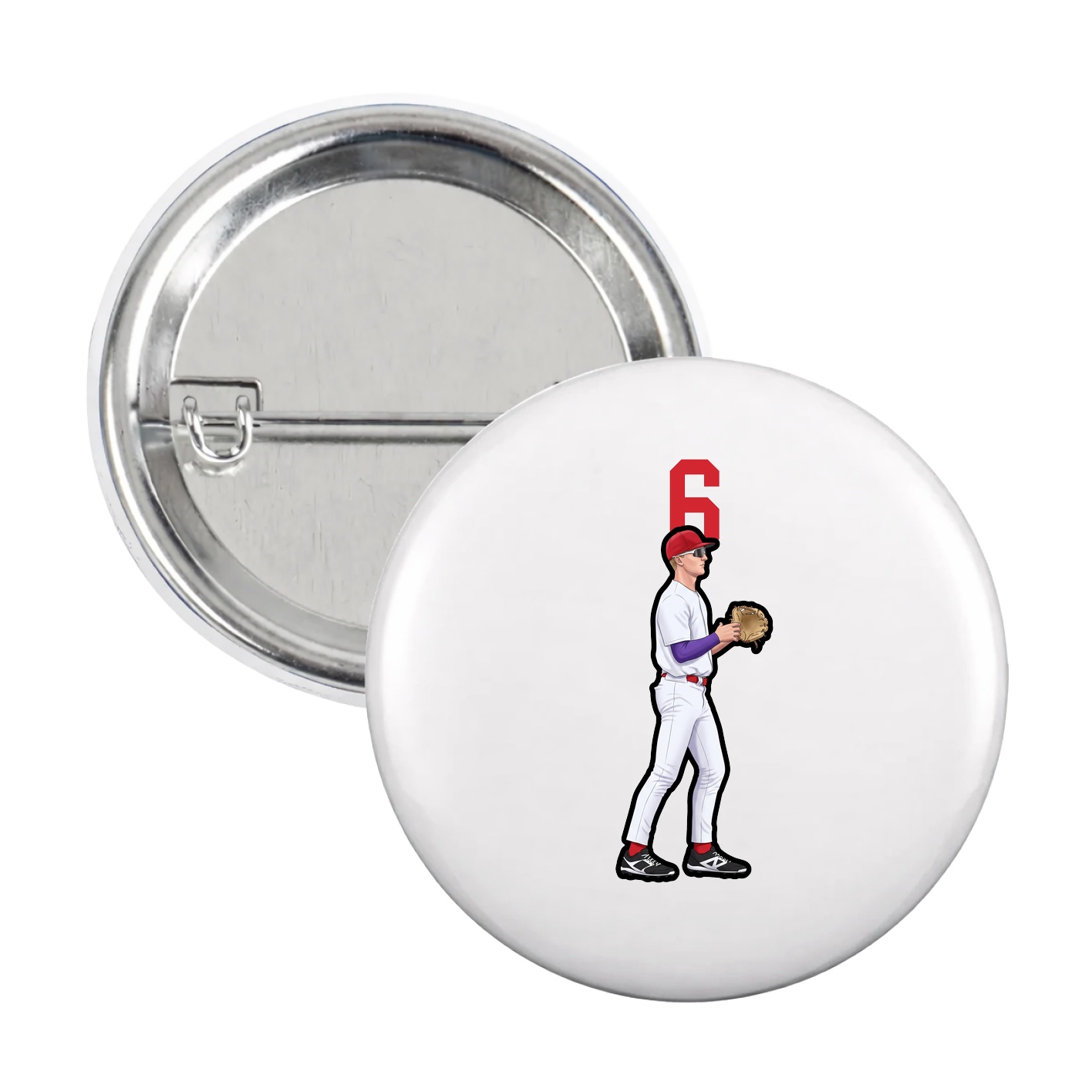 Game Day Button — Number Top in White