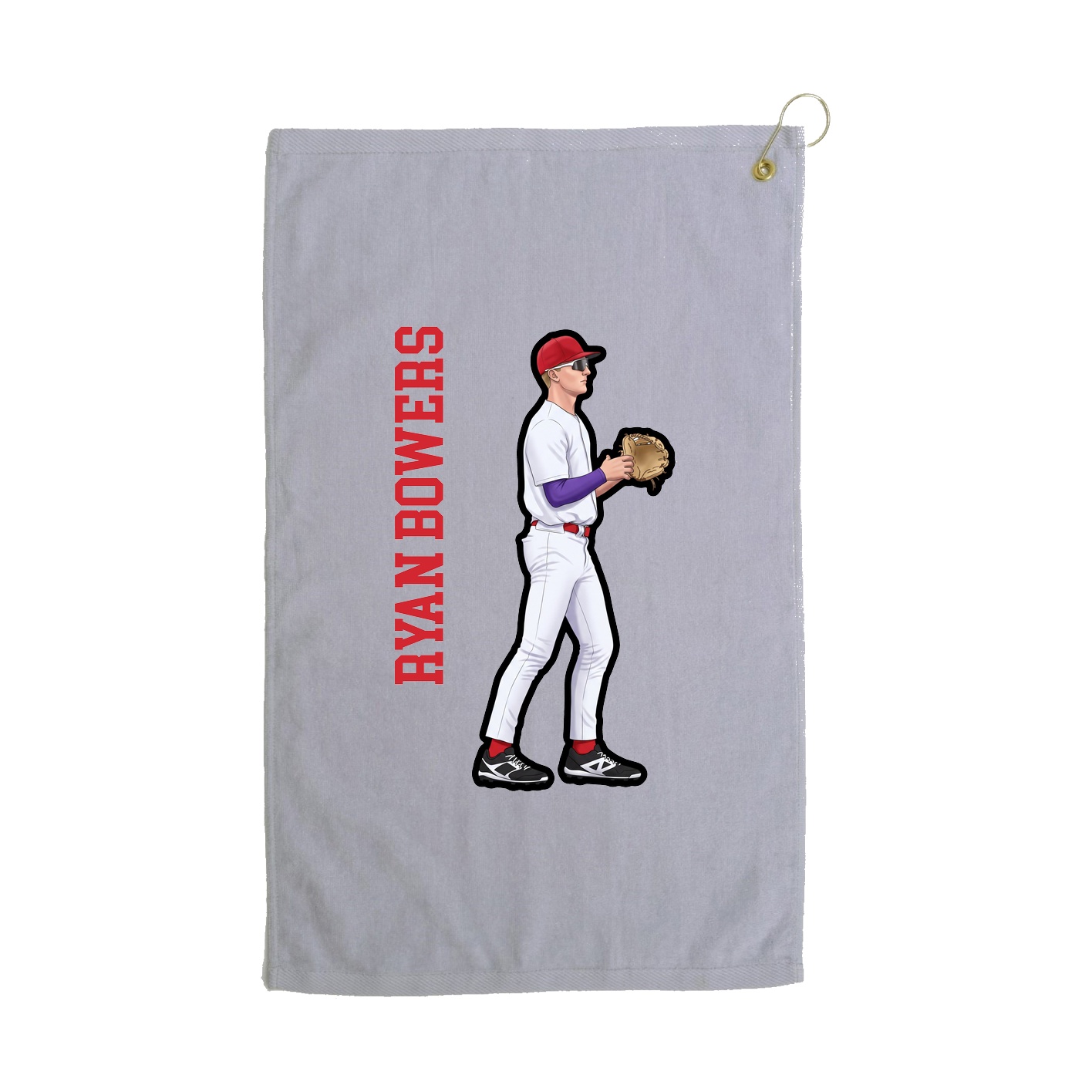 Golf Towel — Name Vertical in Grey