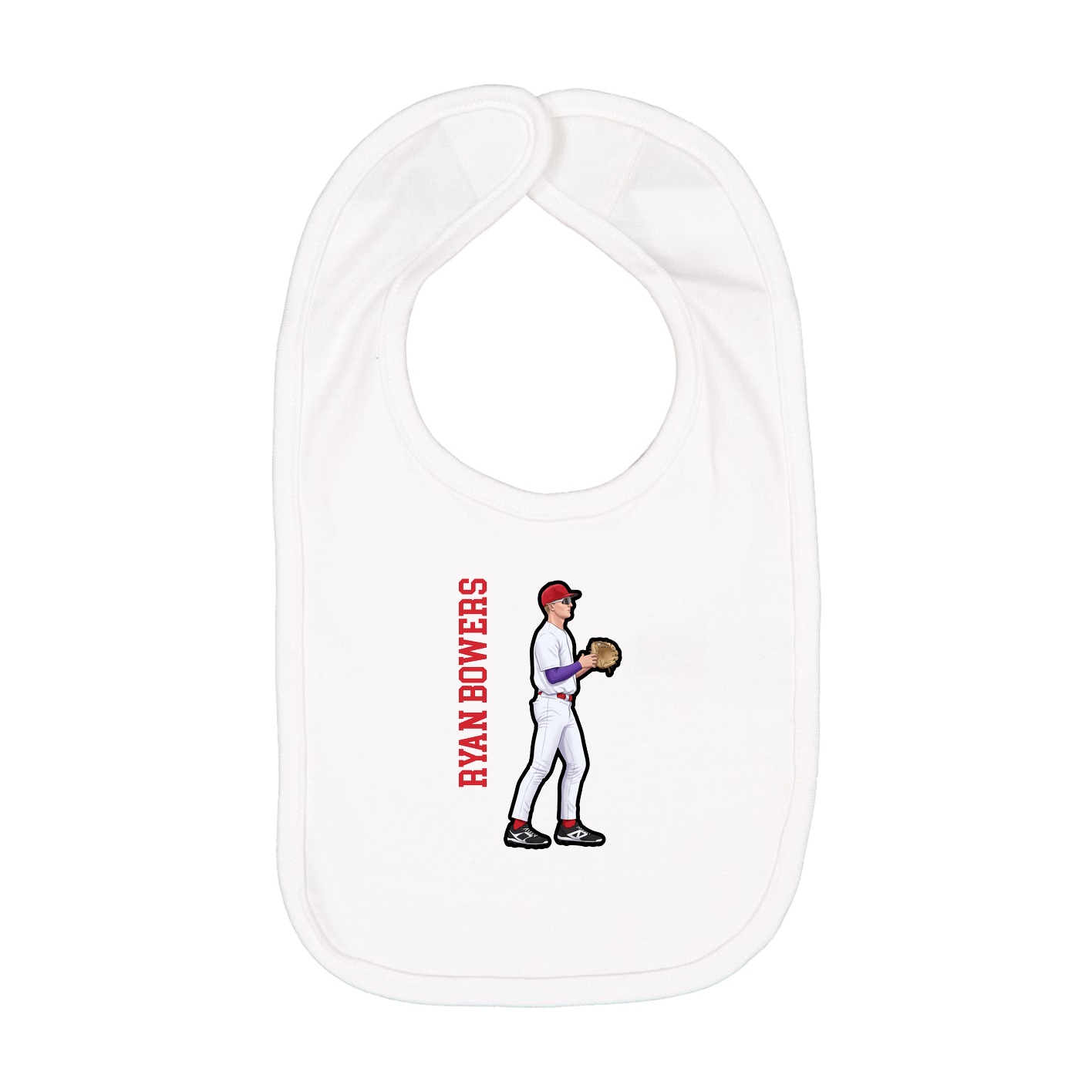 Infant Bib — Name Vertical in White