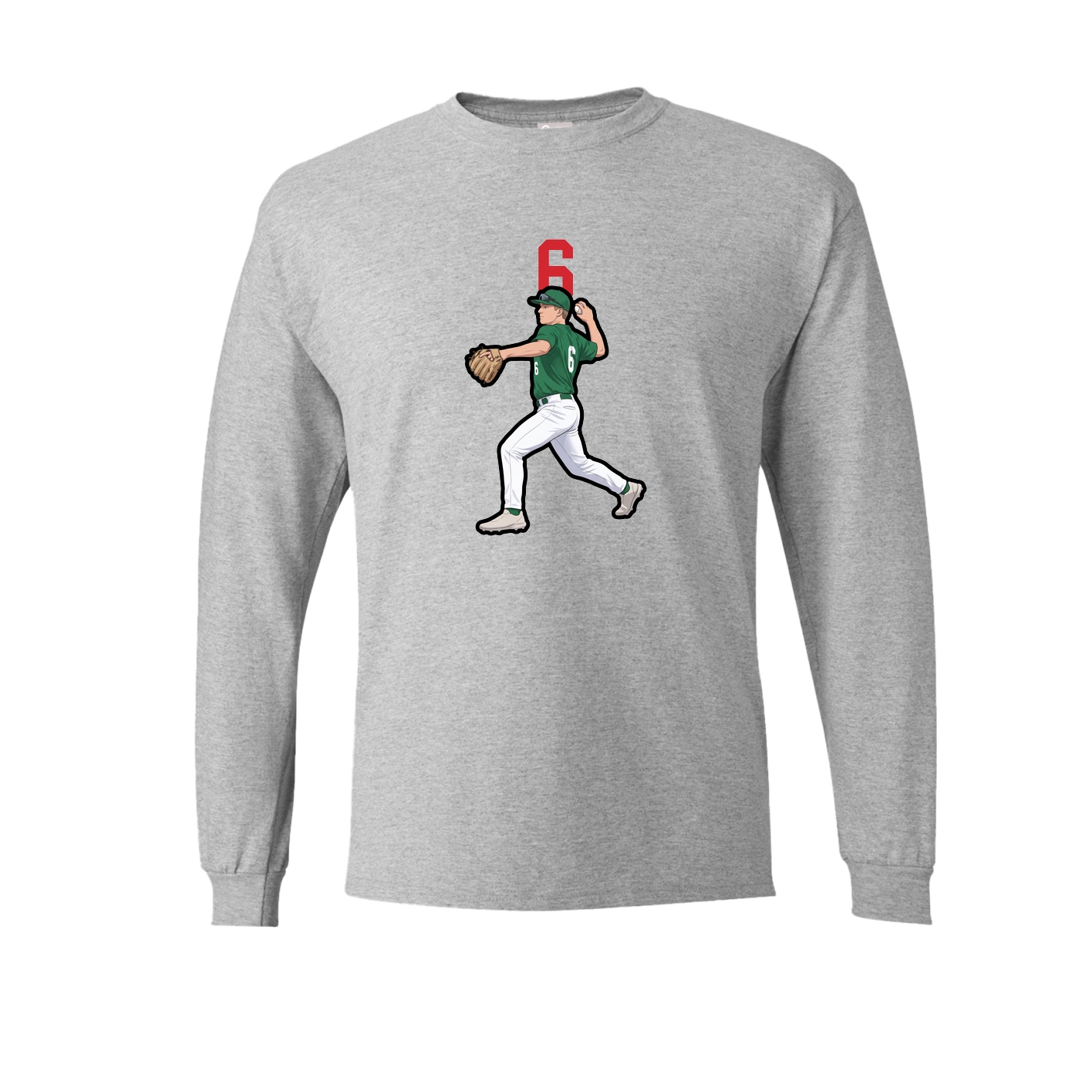 Long Sleeve Tee — Number Top in Grey