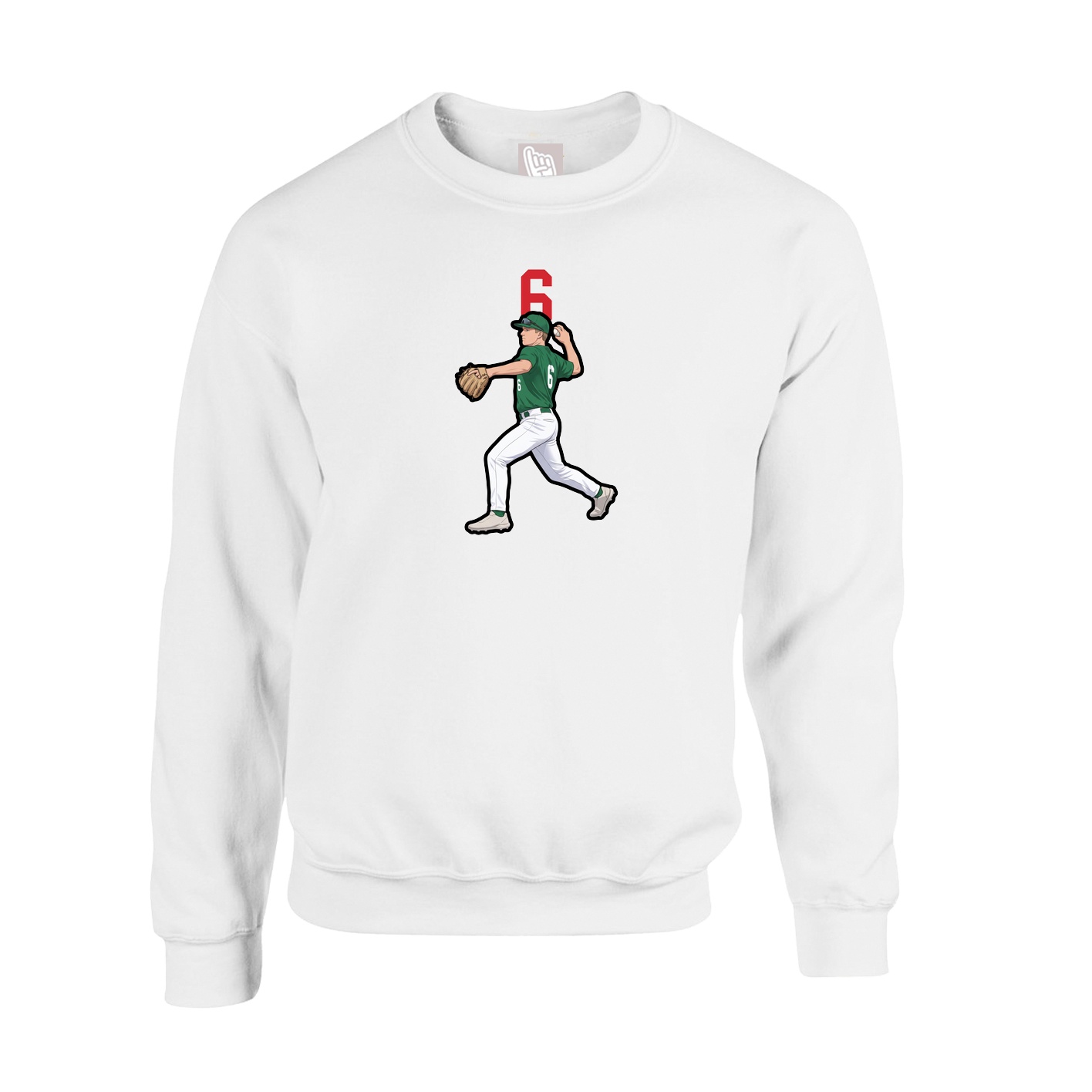 Fleece Crew — Number Top in White