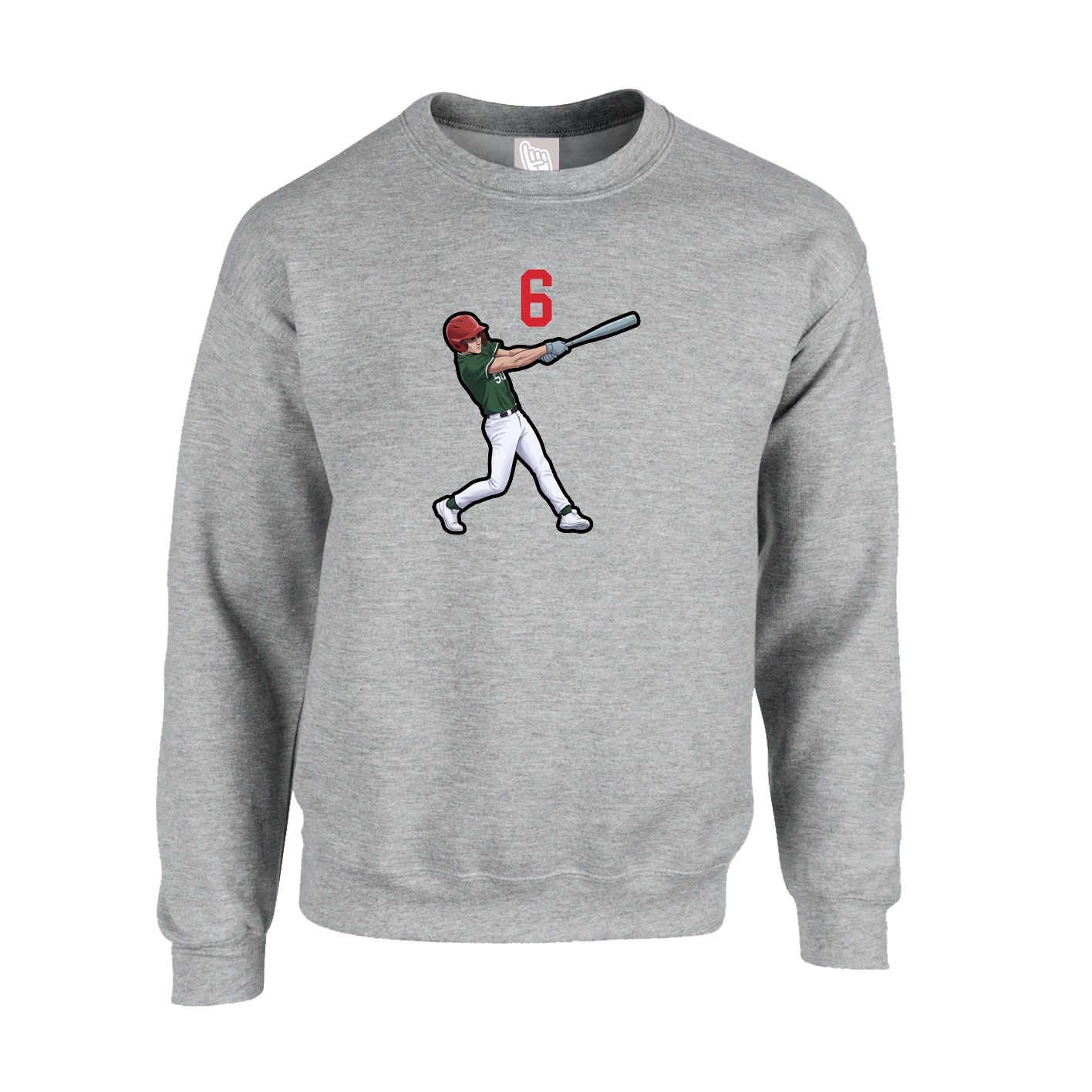 Fleece Crew — Number Top in Grey