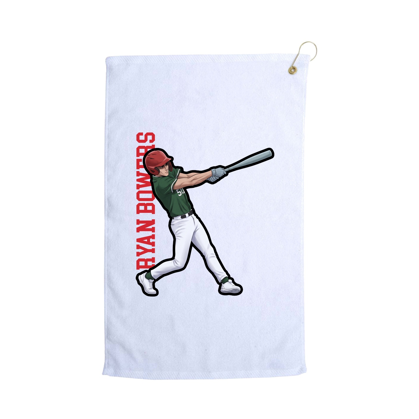 Golf Towel — Name Vertical in White