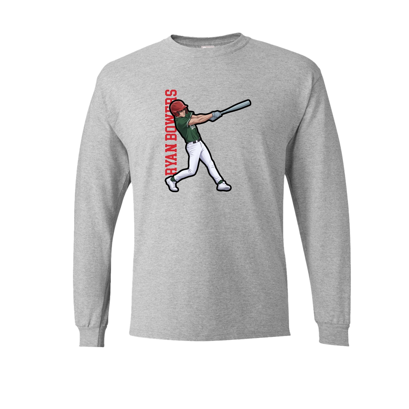 Long Sleeve Tee — Name Vertical in Grey